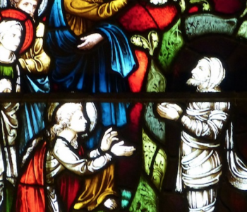 Lazarus in Stained Glass Window