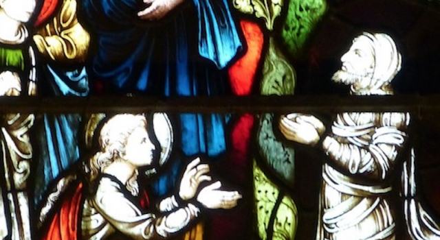 Lazarus in Stained Glass Window